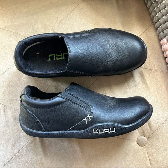 KURU Shoes Kuru Kivi Womens 6 Black Leather Comfort Slip On Loafer